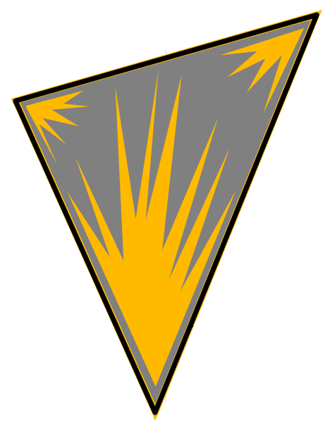 The image shows a stylized lightning bolt with jagged edges on top of what appears to be an abstract background patterned in shades of gray and yellow.