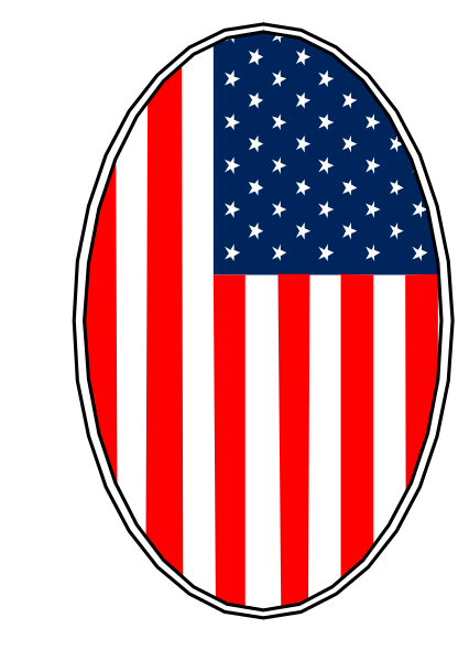 The flag of the United States with an egg on it.