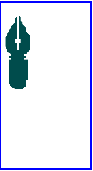 The image shows a pixelated representation of an open door with blue walls on either side leading to darkness beyond it.