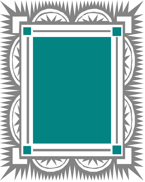 The image shows a stylized graphic of an open book with decorative borders on its pages; it is framed by two symmetrical patterns that resemble sunbursts at either end.