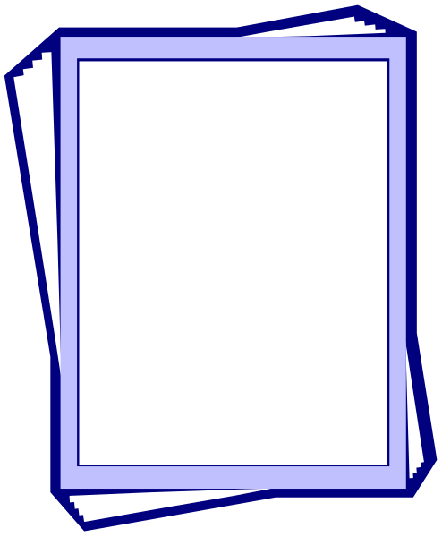 The image shows a blue piece of paper with white text inside it, placed on top of another similar sheet that is folded over to reveal its blank side.