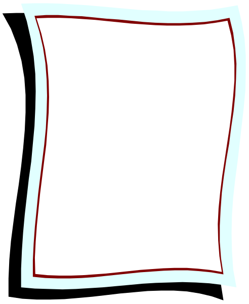 The image shows a blank piece of paper with red borders inside an envelope shape on what appears to be a computer screen background.