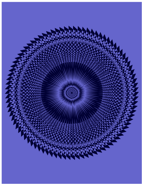 The image shows a blue spiral pattern with concentric circles creating an intricate design that resembles a target-like structure in its center.