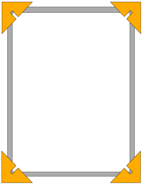 The image shows a whiteboard with an orange border inside of which there's no writing on it yet; to its right is a clip-art representation of paper in black lines within another rectangle that has yellow borders, and above this paper graphic is text reading "Clip Art."