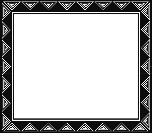 The image shows a black screen with an intricate geometric pattern resembling tribal designs at its borders; there is no content within this frame other than decorative elements that suggest it could be part of a larger design, possibly for wallpaper or background purposes.