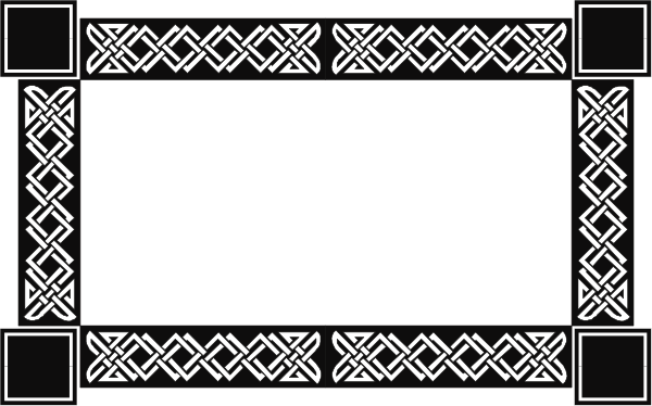 The image shows a black and white pattern with intricate designs that resemble Celtic knots within an enclosed space on what appears to be a gray background.