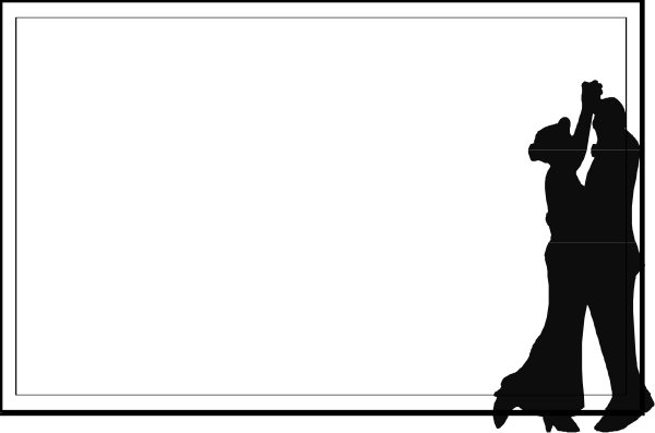 The black silhouette of a couple dancing against a dark background with white lines indicating their movements.
