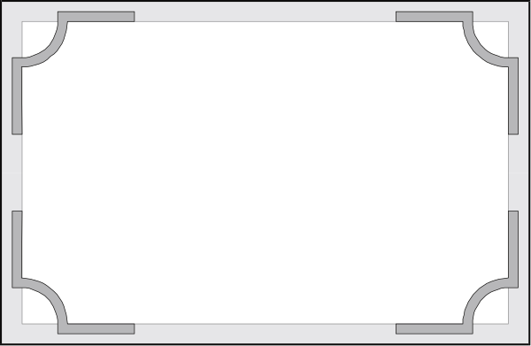 The image shows a simple floor plan of an interior space with labeled rooms such as "BEDROOM," "KITCHEN," etc., indicating different areas within a house layout.