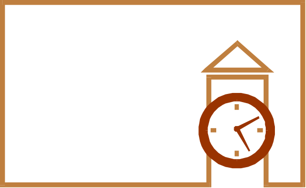 The image shows a simple black and white illustration of an outdoor scene at night with two clocks on poles indicating different times: one showing 12 o'clock (midnight) and another showing about half past nine, suggesting it is either late evening or early morning; there are also silhouettes representing buildings in the background. The setting appears to be a street corner during an event that has caused some disruption as indicated by the presence of what looks like police tape across part of the scene.