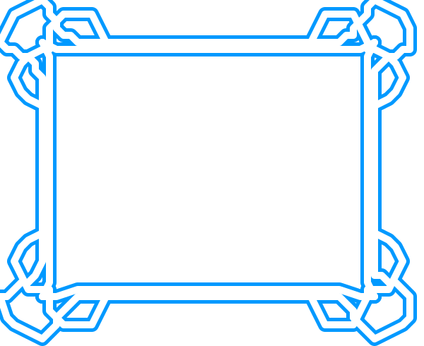 The image shows a blue rectangular shape with rounded corners that resembles an award ribbon on top of another similar but smaller rectangle below it against a white background.