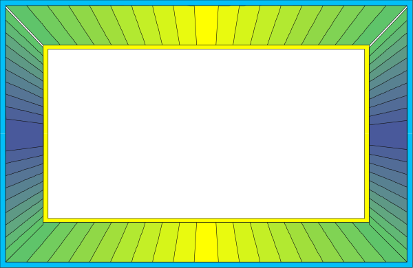 The image shows a simple representation of an interior space with two walls that meet at right angles to form corners; there is no visible flooring due to perspective distortion from this angle.