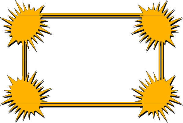 The image shows a black rectangle with four yellow lightning bolts on it against an orange background.
