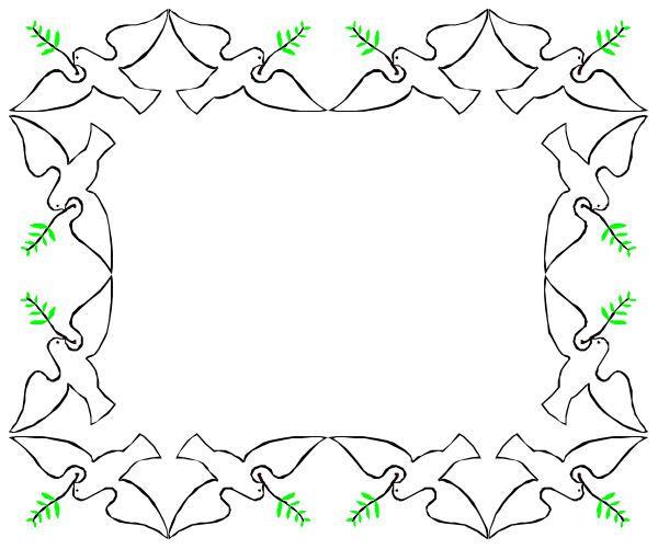 The image shows a black background with white decorative elements that resemble snowflakes around an oval frame at its center; there is no text present in this clip-art piece.
