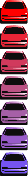 The image shows a row of five cars lined up next to each other on what appears to be an asphalt surface with no visible background details.