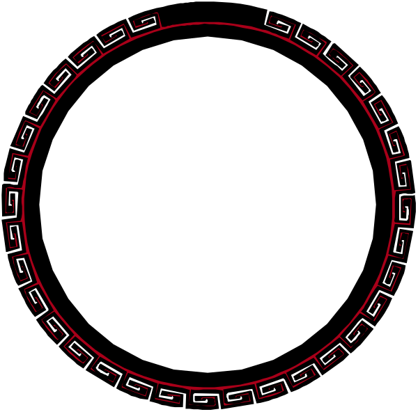 The image shows a white circle with red lines forming an intricate pattern inside it on what appears to be black background.