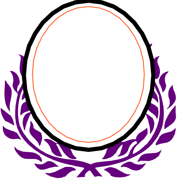 The image shows a purple laurel wreath with an oval shape inside it on top of what appears to be a white background.