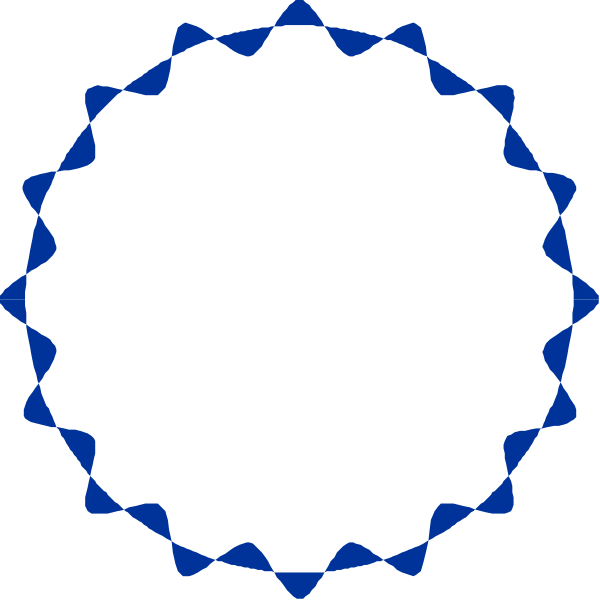 The image shows a black circle with blue lines forming an intricate pattern around it on what appears to be a dark background.