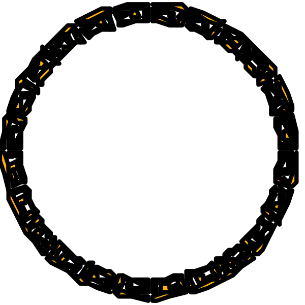 The image shows a black background with three circular shapes arranged to form an abstract pattern that resembles eyes looking upwards towards another circle at the top center of the composition; there is no text present in this clip-art illustration, and it appears to be digitally created or manipulated for decorative purposes.