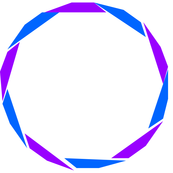 The image shows a simple graphic with two overlapping circles forming an oval shape against a dark background; there is no text present in this clip-art representation of what appears to be a stylized depiction, possibly representing something like gears within another object or concept.
