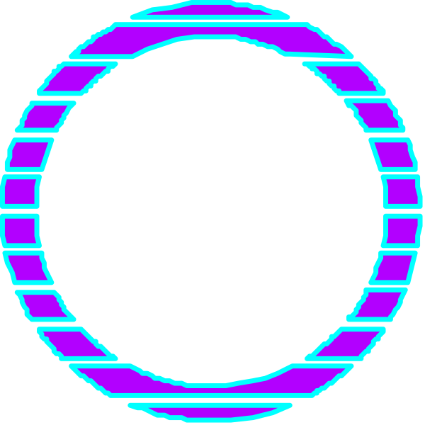The image shows a simple graphic with two concentric circles resembling eyes on either side of an oval shape that could be interpreted as a mouth in between them against a black background.