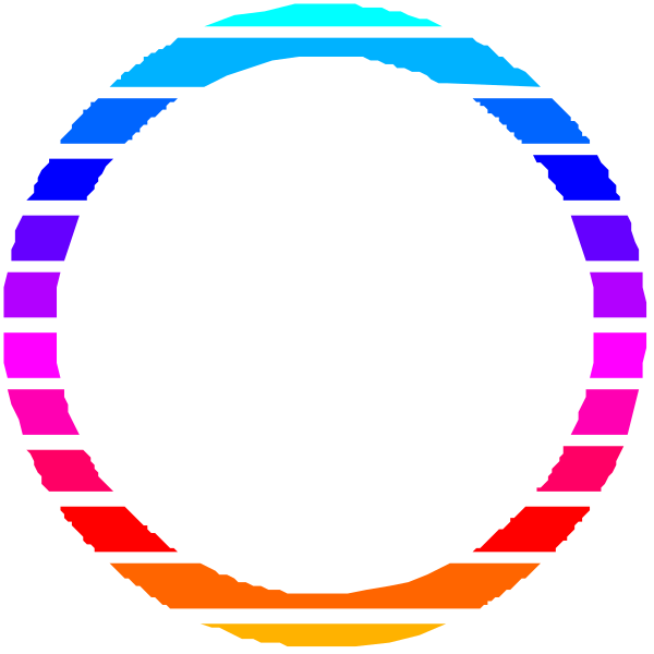 The image shows a colorful circular logo with an abstract design resembling two interconnected rings of different hues forming concentric circles around each other against a dark background; there is no text present in this clip-art representation.