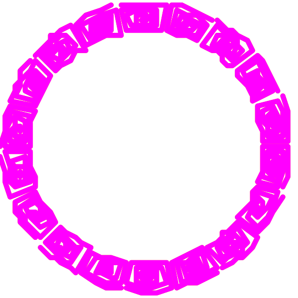 The image shows a pink circle with an "O" inside it on what appears to be a black background.