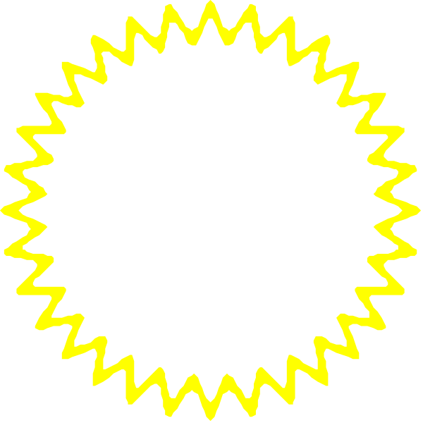 The image shows a simple sun with rays emanating from it against a black background.