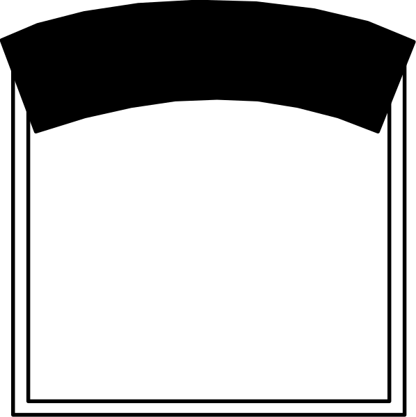The black and white silhouette of a person standing next to an object with two vertical lines on either side at its base.