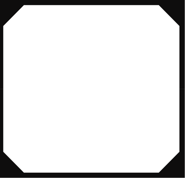 The black square with a white border on top of another smaller rectangle that has two lines crossing it diagonally from opposite corners in an image resembling clip-art.