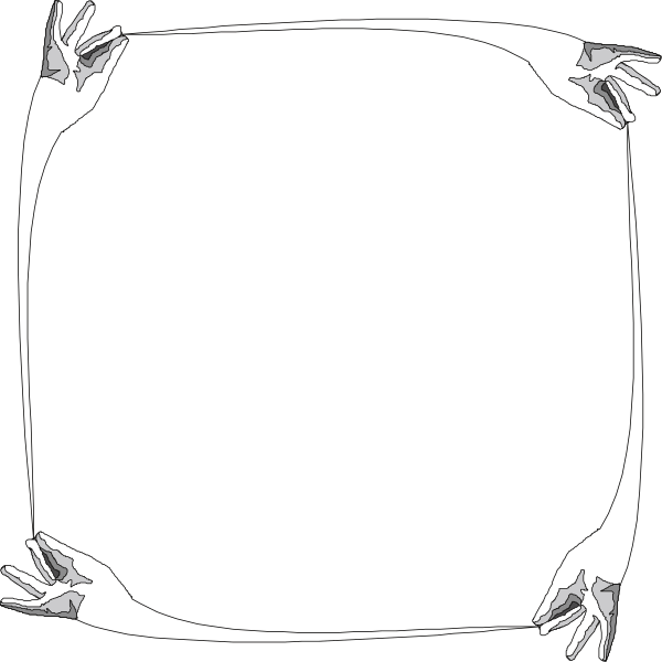 The image shows a black background with two white rectangles containing hands that appear to be playing an instrument; there is no text present in this clip-art image.