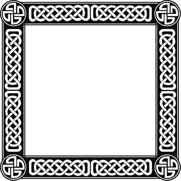 The image shows a square frame with an intricate Celtic knot design on its border; inside it is empty space where one could place content to be framed.