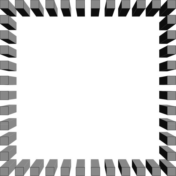 The image shows a black square within an intricate maze of gray lines forming walls around it.