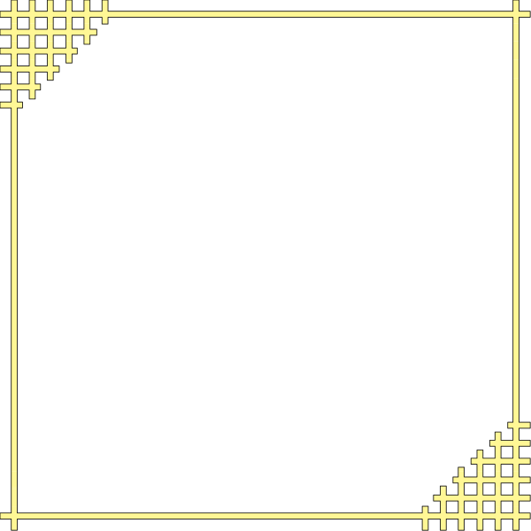 The black and white pixelated graphic shows a simple geometric design with lines forming an abstract pattern within what appears to be a square frame on a dark background.