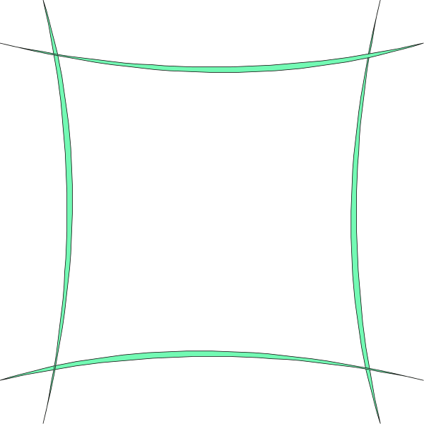 The image shows a black background with green lines creating an abstract geometric pattern that resembles a tunnel or corridor leading to darkness at one end.