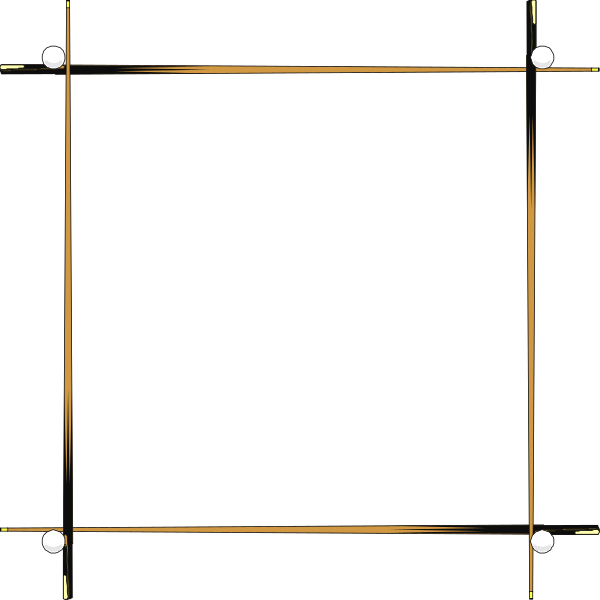 The image shows a black square with four white circles on its corners against an indistinct background that appears to be darker than the frame of the box itself.