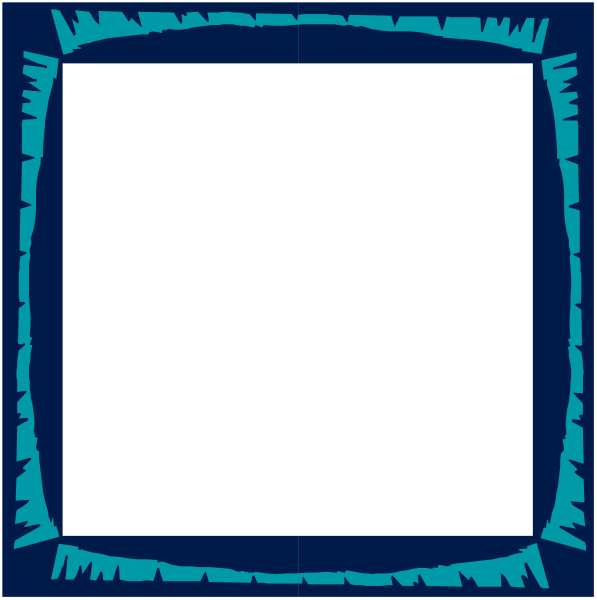 The image shows a blue square with jagged edges on top of another similar shape that has been flipped upside down to create an illusion of depth; both squares have white borders around them against a dark background, and there is no text present in this clip-art style illustration.