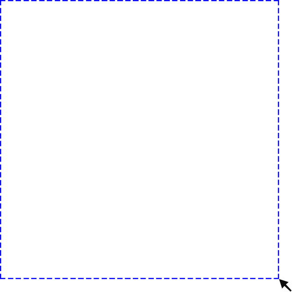 The image shows a simple black square with white lines forming an outline of it on what appears to be a blue background.