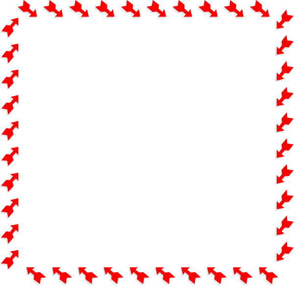 The image shows a black square with red arrows pointing outward from its center.