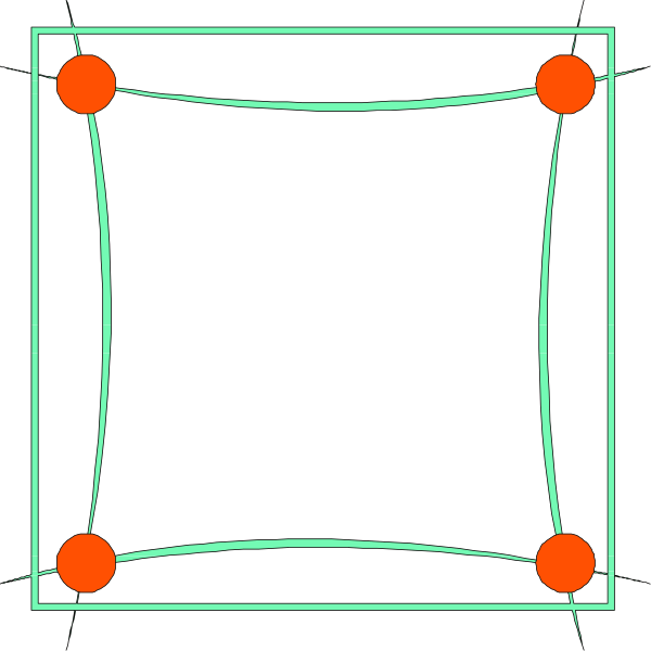 The image shows a black square with red dots on it against a dark background.