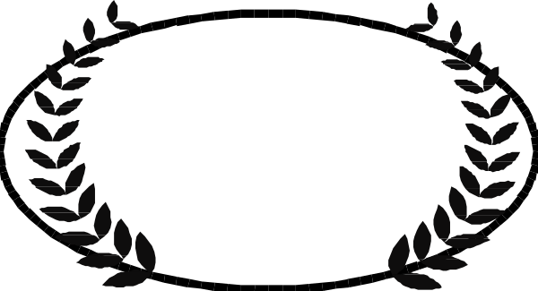 The image shows a white oval with two laurel wreaths on either side of it at top corners against a black background; there is no text present in this clip-art graphic.