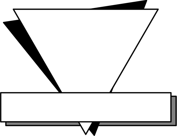 The image shows a black and white pixelated representation of an abstract shape that resembles a stylized letter 'V'.