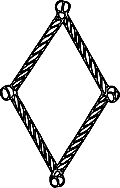 The image shows a black and white graphic with an abstract design that includes geometric shapes resembling triangles and diamonds arranged in patterns against different shades of gray backgrounds.