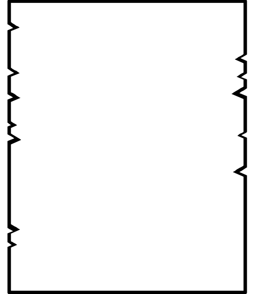The image shows a black and white pixelated representation of an abstract pattern with various shapes that could be interpreted as teeth-like structures in different sizes on what appears to be a dark background.