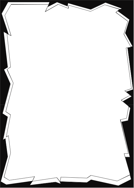 The image shows a white piece of paper with torn edges on its left side, placed against a black background that has an irregular shape resembling crumpled paper at top right corner.