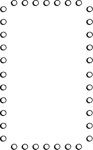 The image shows a black and white pattern with dots arranged to form an abstract design that could be interpreted as either musical notes on staff lines or stars in space against a dark background.
