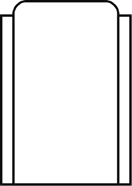 The image shows a simple black and white pixelated representation of an upright refrigerator with its door closed against a plain background.