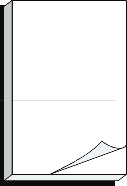 The image shows a blank white book with an open cover on its left side against a gray background; there is no text visible in this clip-art representation of a book.