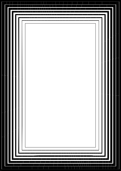 The image shows a black square with white stripes on either side of it against a gray background.