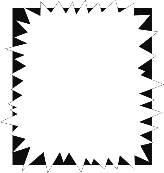 The image shows a white square with an explosion effect on its right side against a black background.