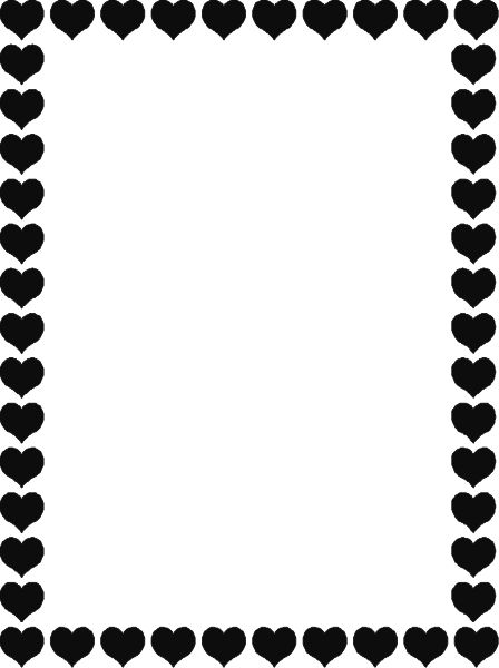 The image shows a black square with white hearts around it on a gray background.